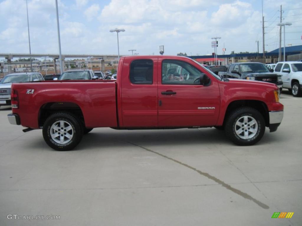 2010 Sierra 1500 SLE Extended Cab 4x4 - Fire Red / Cocoa/Light Cashmere photo #4