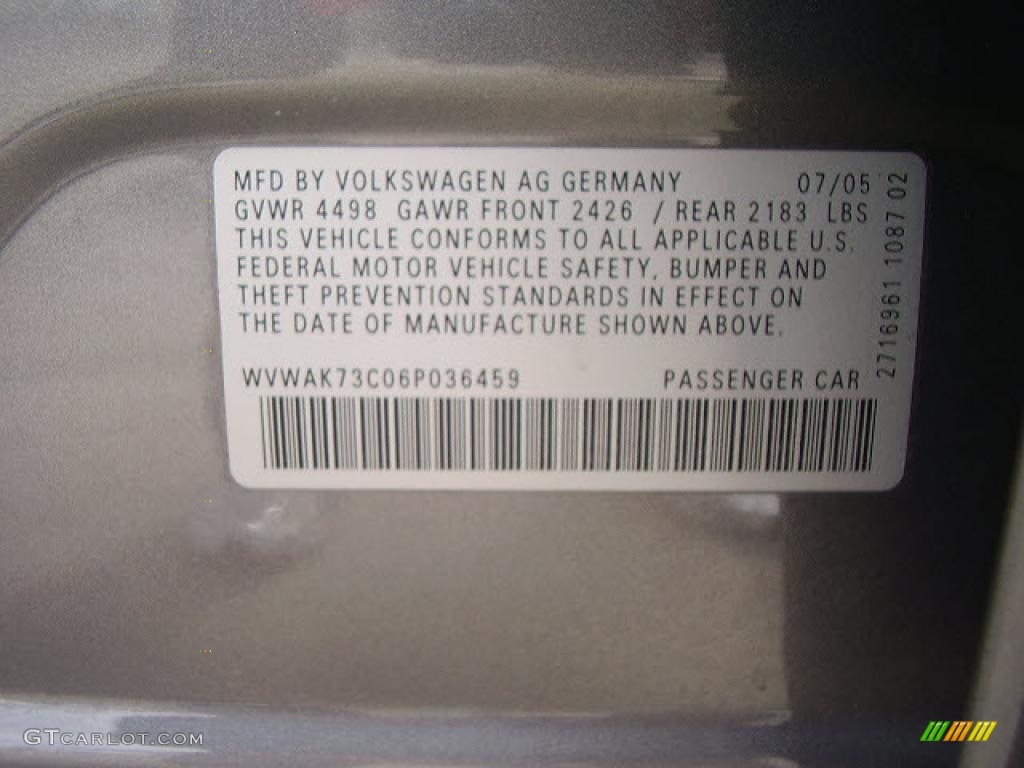 2006 Passat 2.0T Sedan - United Grey Metallic / Pure Beige photo #35