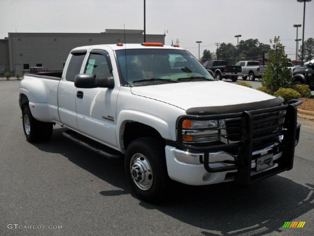 2003 Sierra 3500 SLT Extended Cab Dually - Summit White / Neutral photo #5