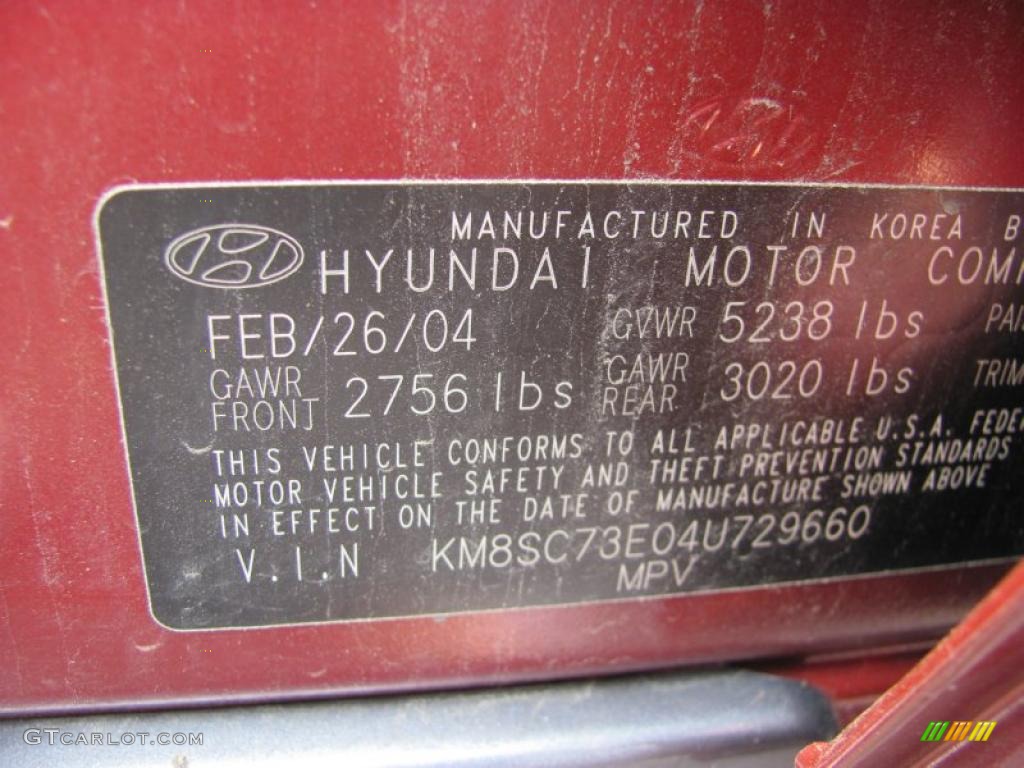 2004 Santa Fe LX 4WD - Merlot Red / Gray photo #25