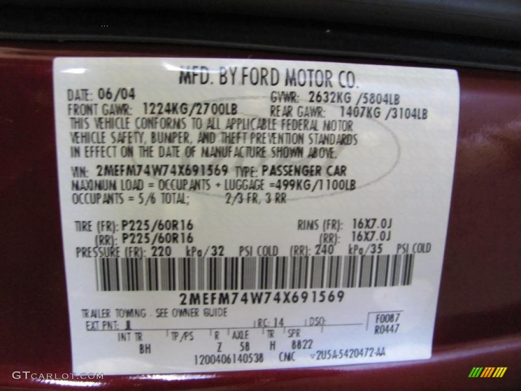 2004 Grand Marquis GS - Dark Toreador Red Metallic / Medium Parchment photo #22