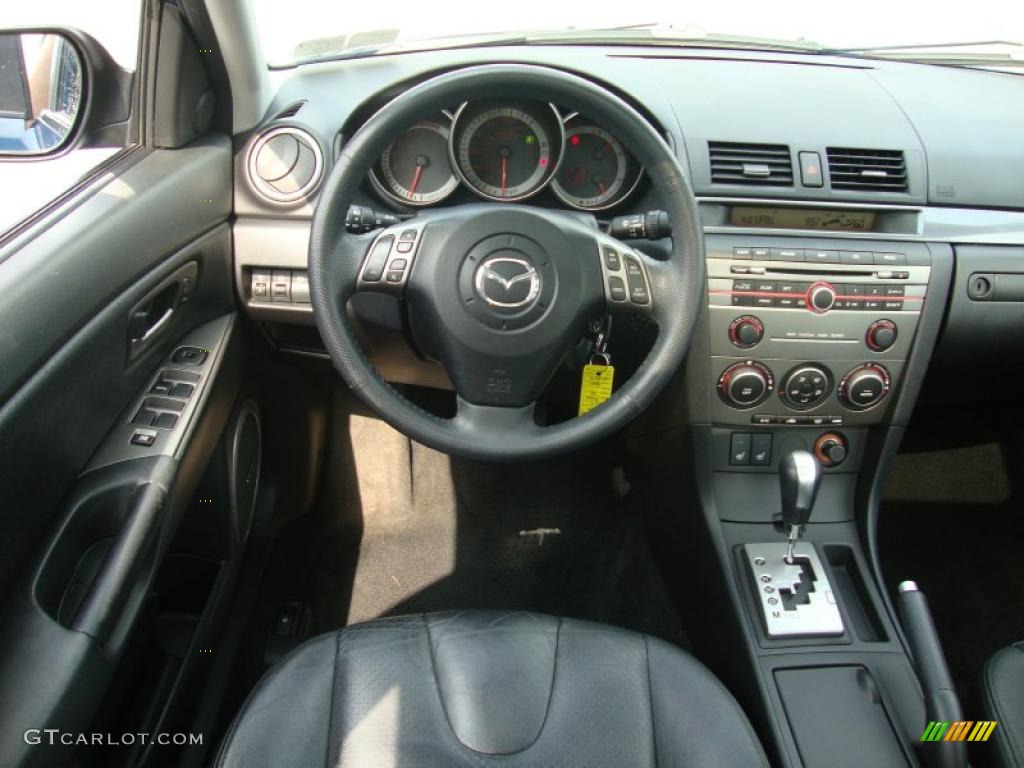 2007 Mazda MAZDA3 s Grand Touring Sedan Black Steering Wheel Photo #32786027