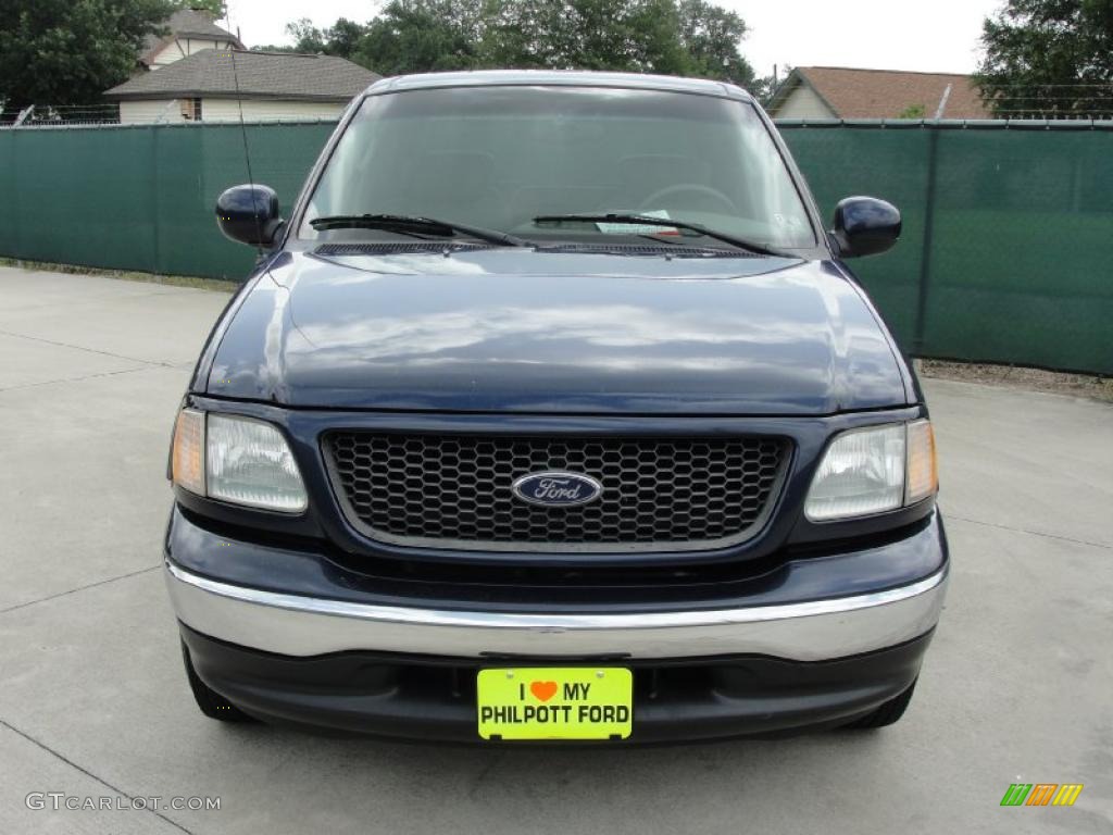 2002 F150 Lariat SuperCrew - True Blue Metallic / Medium Parchment photo #8