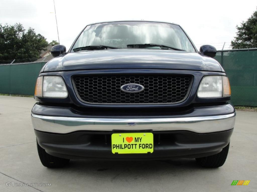 2002 F150 Lariat SuperCrew - True Blue Metallic / Medium Parchment photo #9