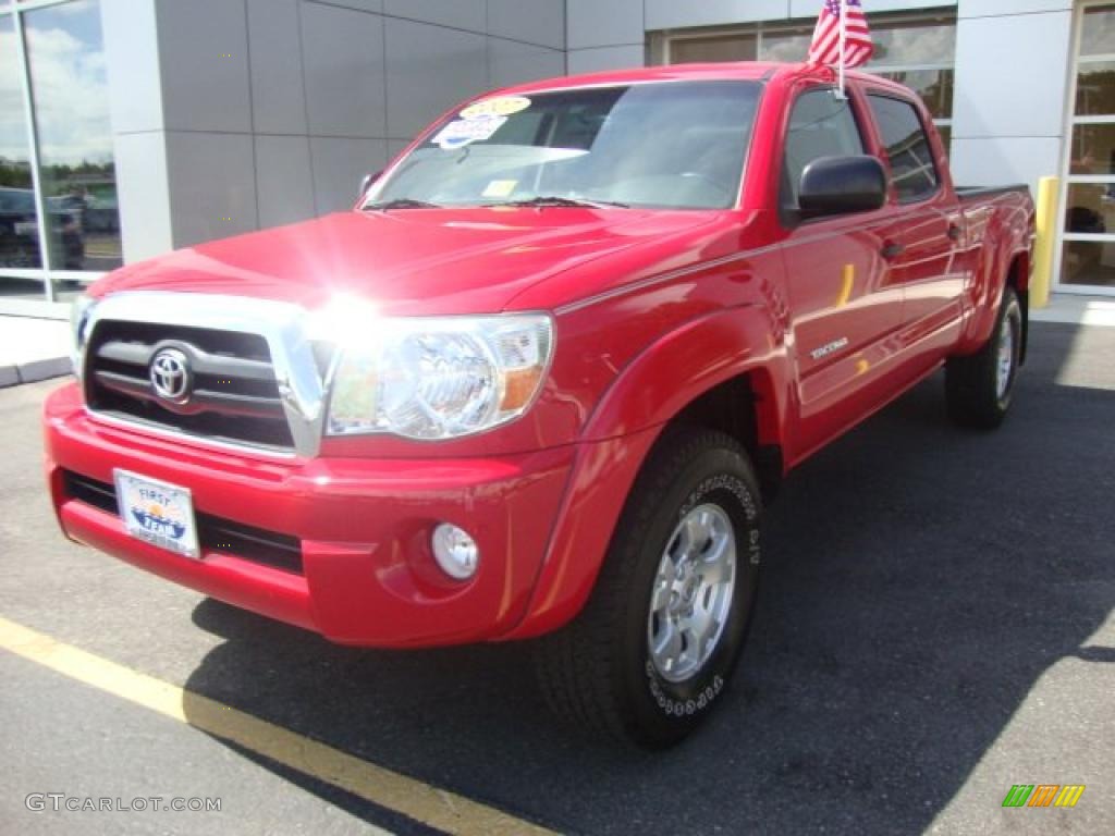2007 Tacoma V6 PreRunner Double Cab - Radiant Red / Taupe photo #1