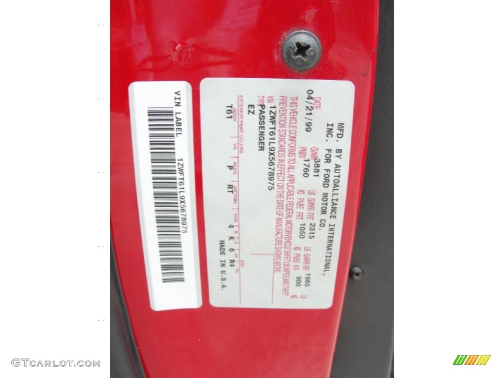 1999 Cougar V6 - Rio Red Clearcoat / Medium Graphite photo #37