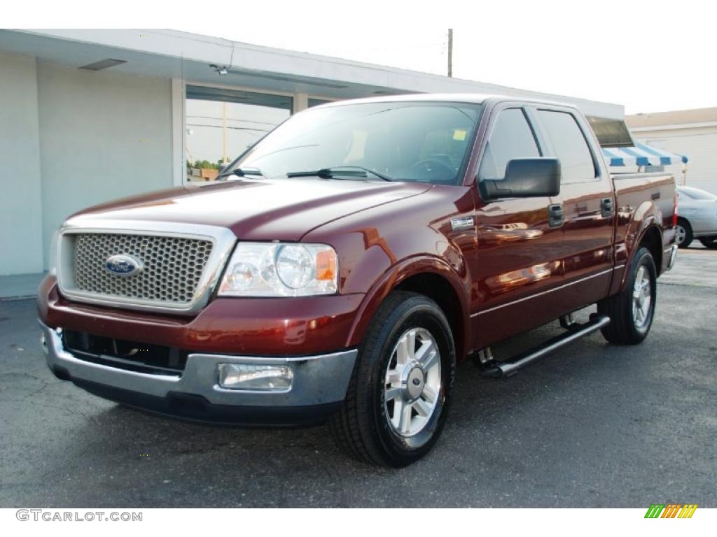 2004 F150 Lariat SuperCrew - Dark Toreador Red Metallic / Black photo #1