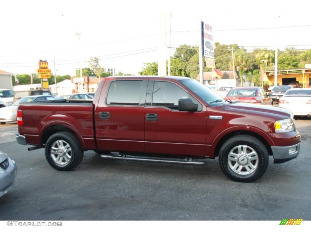 2004 F150 Lariat SuperCrew - Dark Toreador Red Metallic / Black photo #4