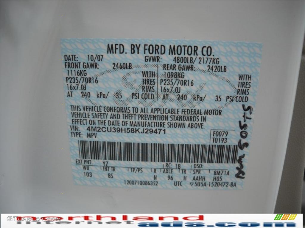 2008 Mariner Hybrid 4WD - Oxford White / Stone photo #9
