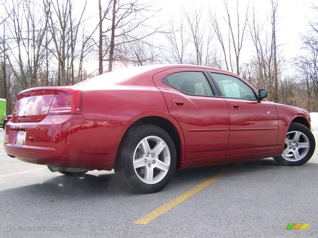 2008 Charger SXT - Inferno Red Crystal Pearl / Dark Slate Gray photo #4