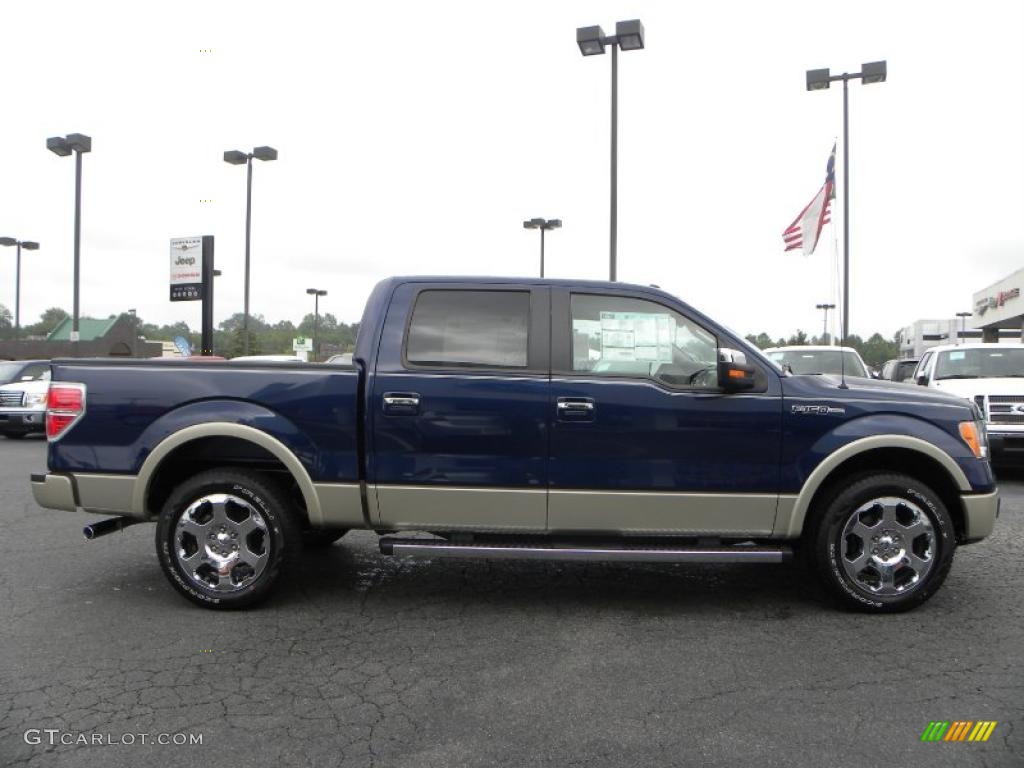 2010 F150 Lariat SuperCrew - Dark Blue Pearl Metallic / Tan photo #2