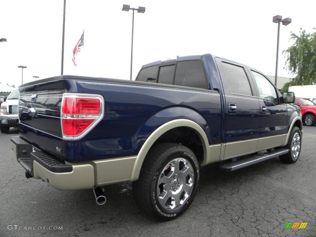 2010 F150 Lariat SuperCrew - Dark Blue Pearl Metallic / Tan photo #3