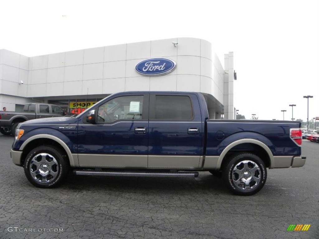 2010 F150 Lariat SuperCrew - Dark Blue Pearl Metallic / Tan photo #5