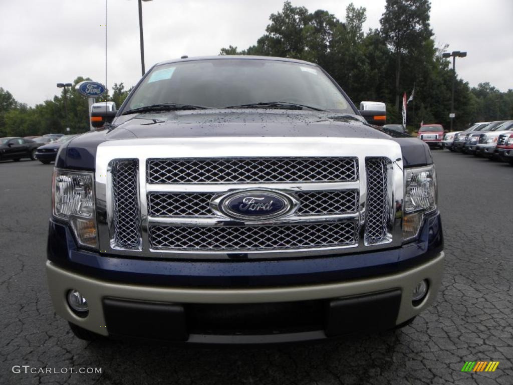 2010 F150 Lariat SuperCrew - Dark Blue Pearl Metallic / Tan photo #7