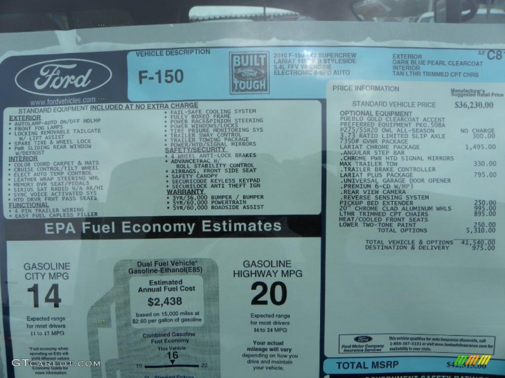 2010 F150 Lariat SuperCrew - Dark Blue Pearl Metallic / Tan photo #8
