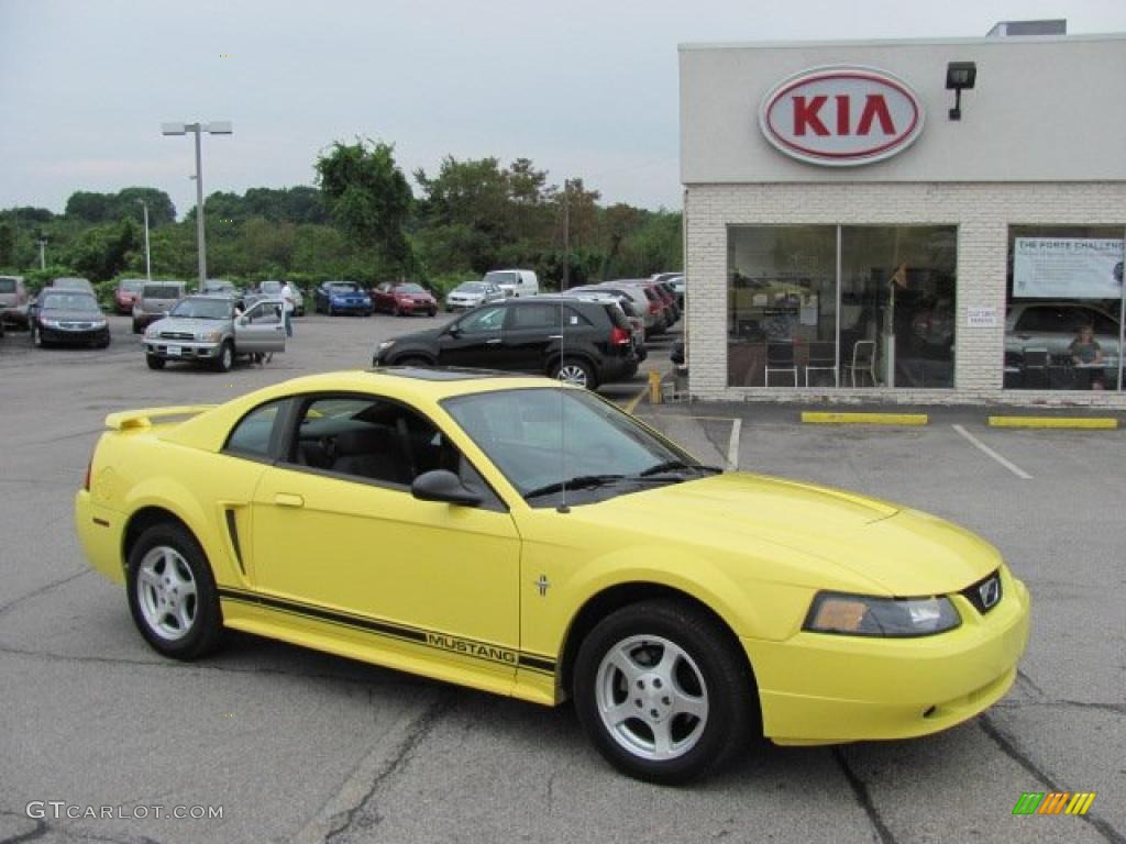2003 Mustang V6 Coupe - Zinc Yellow / Medium Graphite photo #1