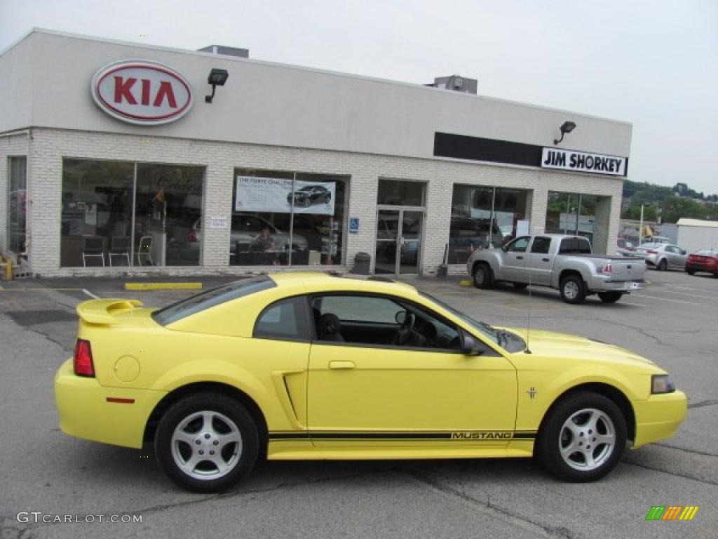 2003 Mustang V6 Coupe - Zinc Yellow / Medium Graphite photo #2