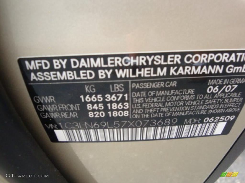 2007 Chrysler Crossfire Limited Coupe Info Tag Photo #32867469