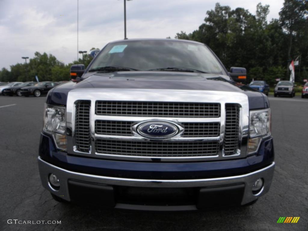 2010 F150 Lariat SuperCrew - Dark Blue Pearl Metallic / Tan photo #7