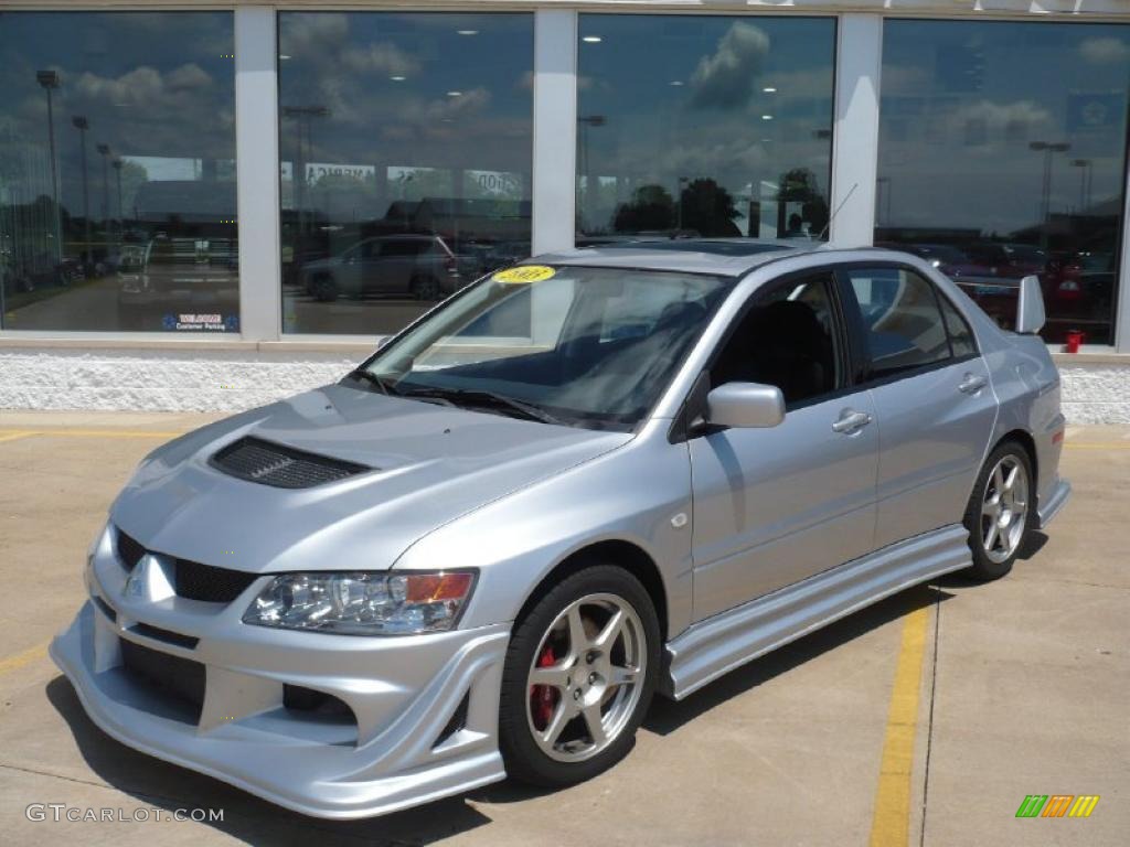 2003 Lancer Evolution VIII - Apex Silver / Black/Blue photo #2