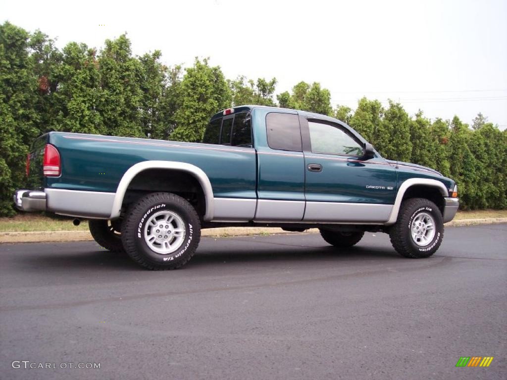 1999 Dakota SLT Extended Cab 4x4 - Emerald Green Pearl / Mist Gray photo #16