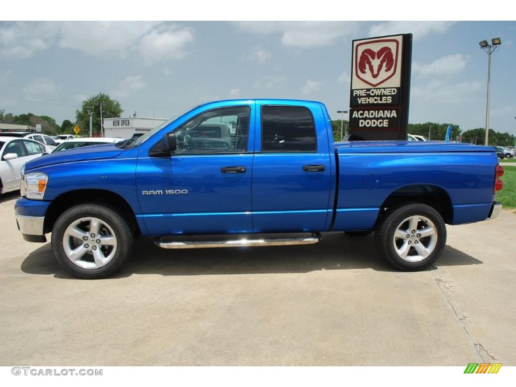 2007 Ram 1500 Lone Star Quad Cab 4x4 - Electric Blue Pearl / Medium Slate Gray photo #2