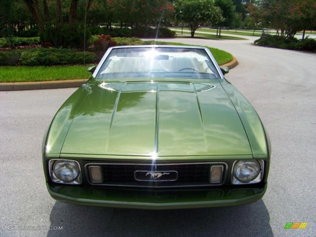 1973 Mustang Convertible - Medium Green Metallic / White photo #2