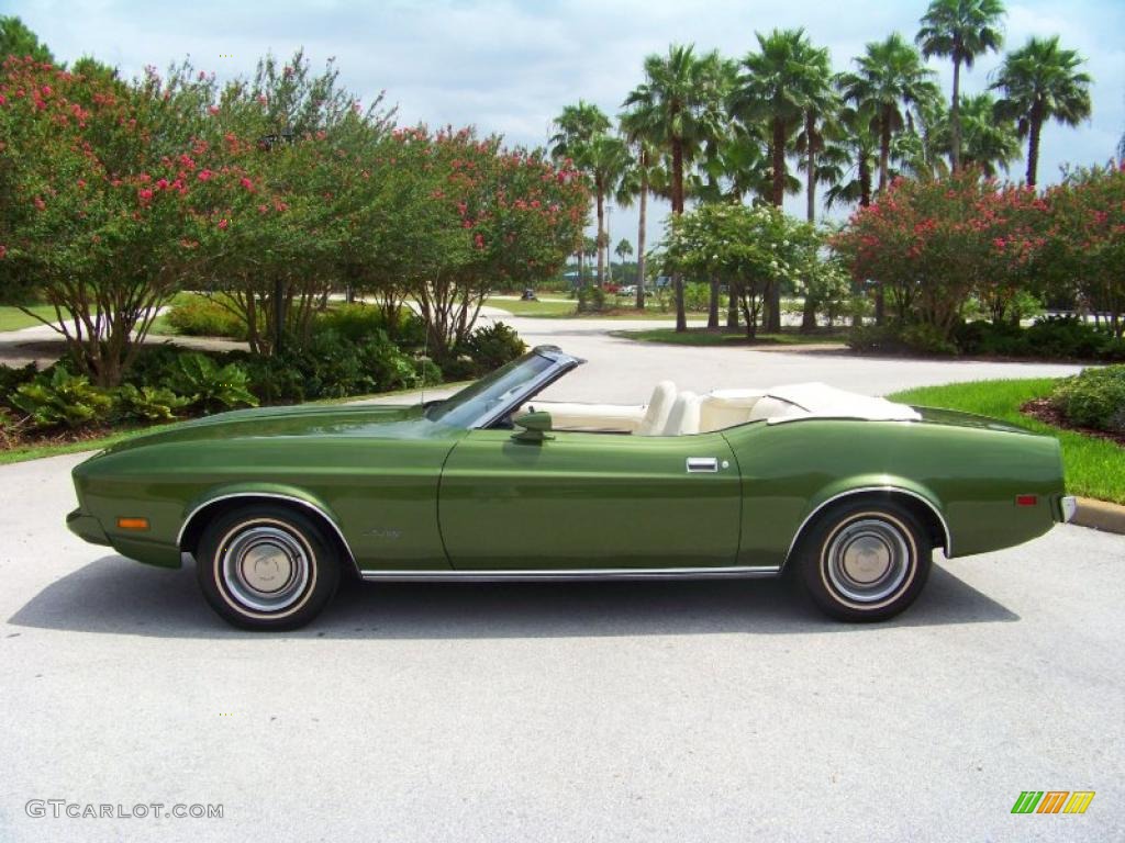 1973 Mustang Convertible - Medium Green Metallic / White photo #6