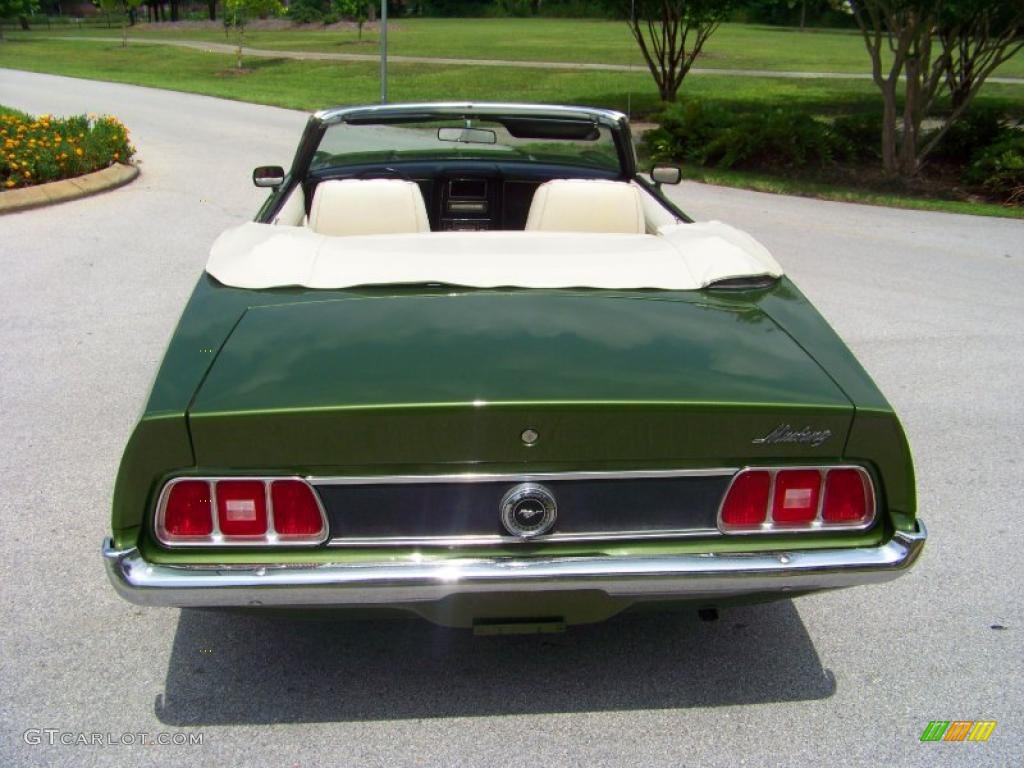 1973 Mustang Convertible - Medium Green Metallic / White photo #9