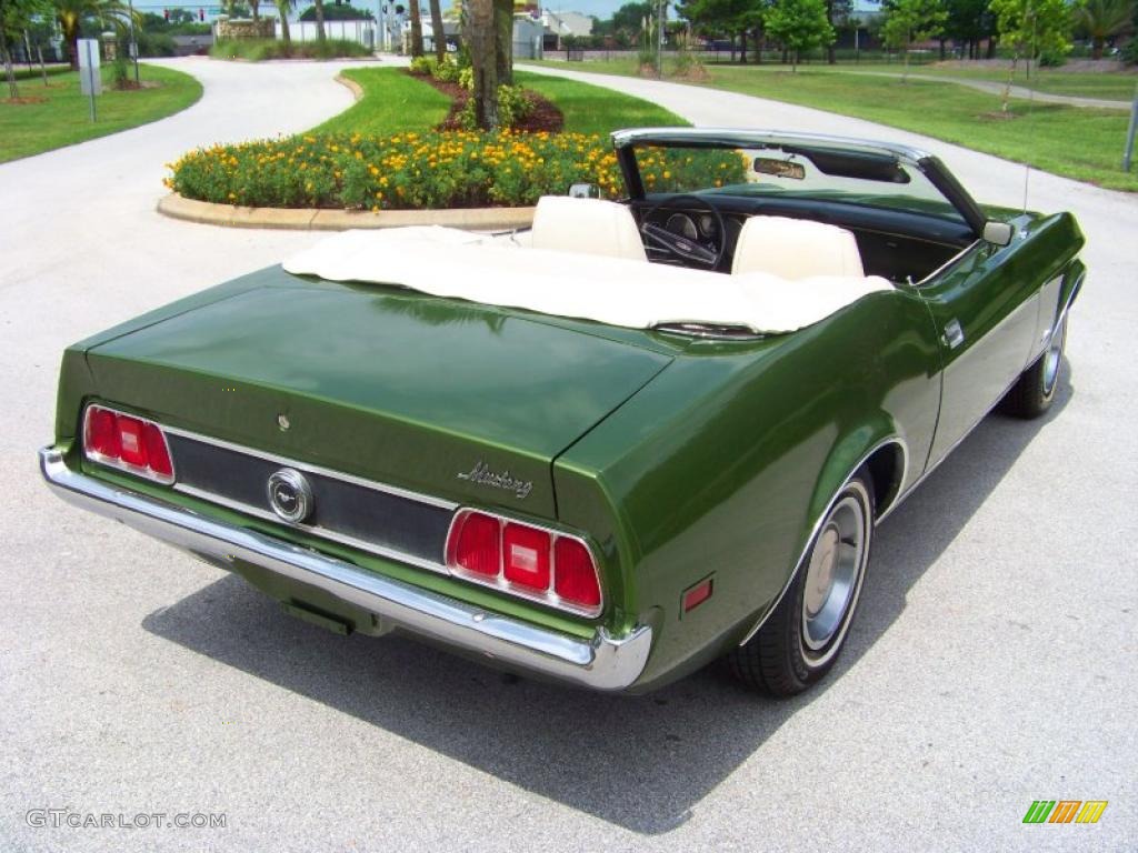 1973 Mustang Convertible - Medium Green Metallic / White photo #11