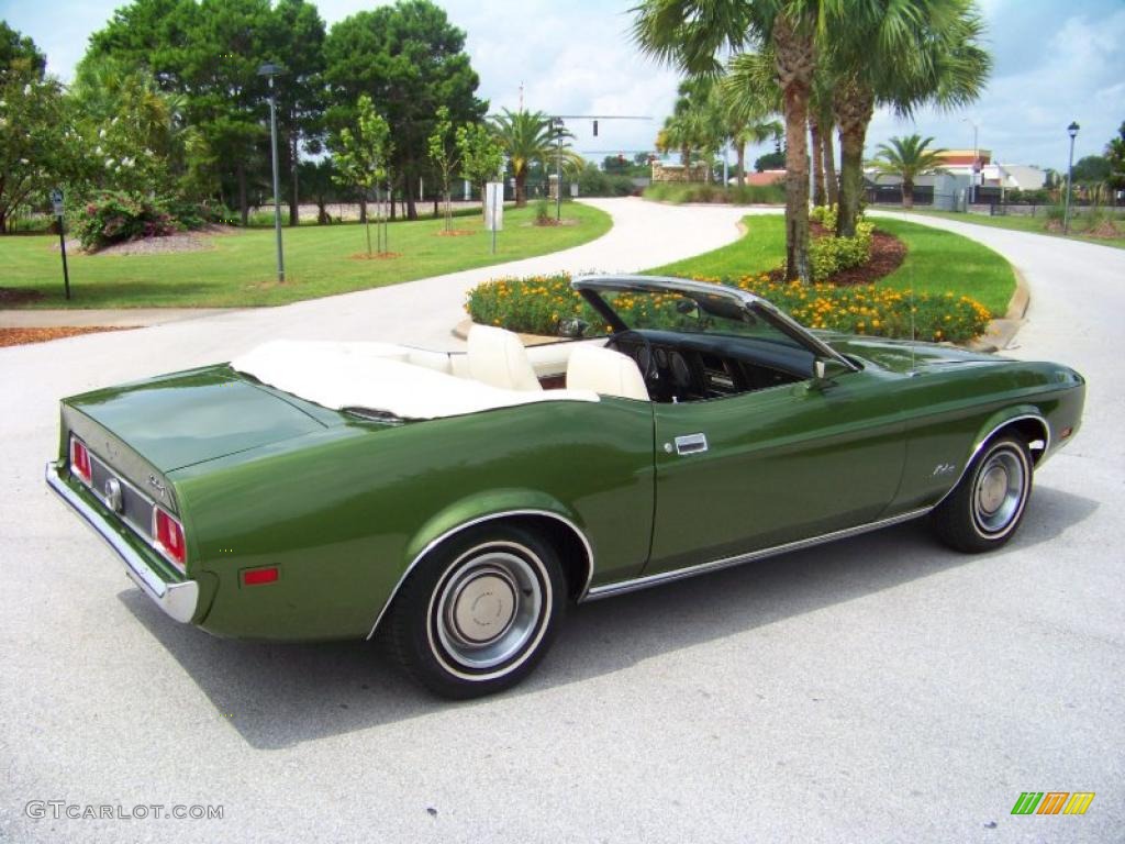 1973 Mustang Convertible - Medium Green Metallic / White photo #12