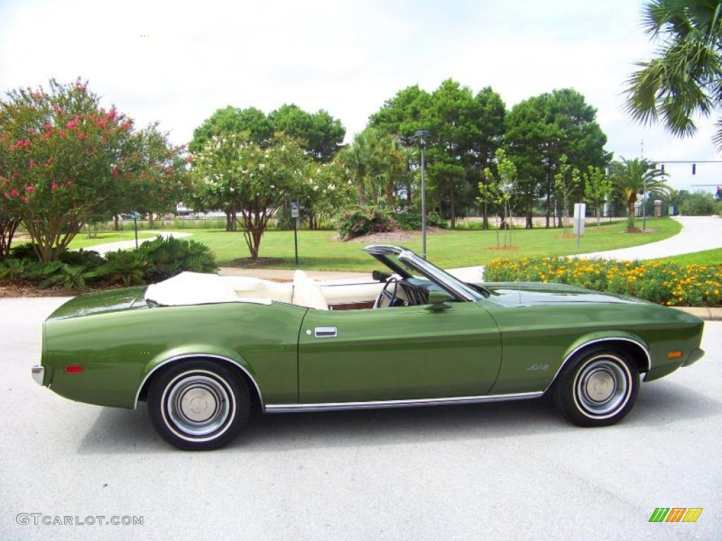 1973 Mustang Convertible - Medium Green Metallic / White photo #13