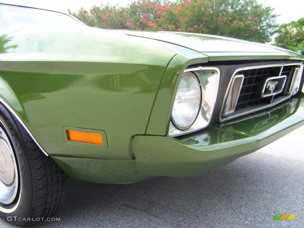 1973 Mustang Convertible - Medium Green Metallic / White photo #15
