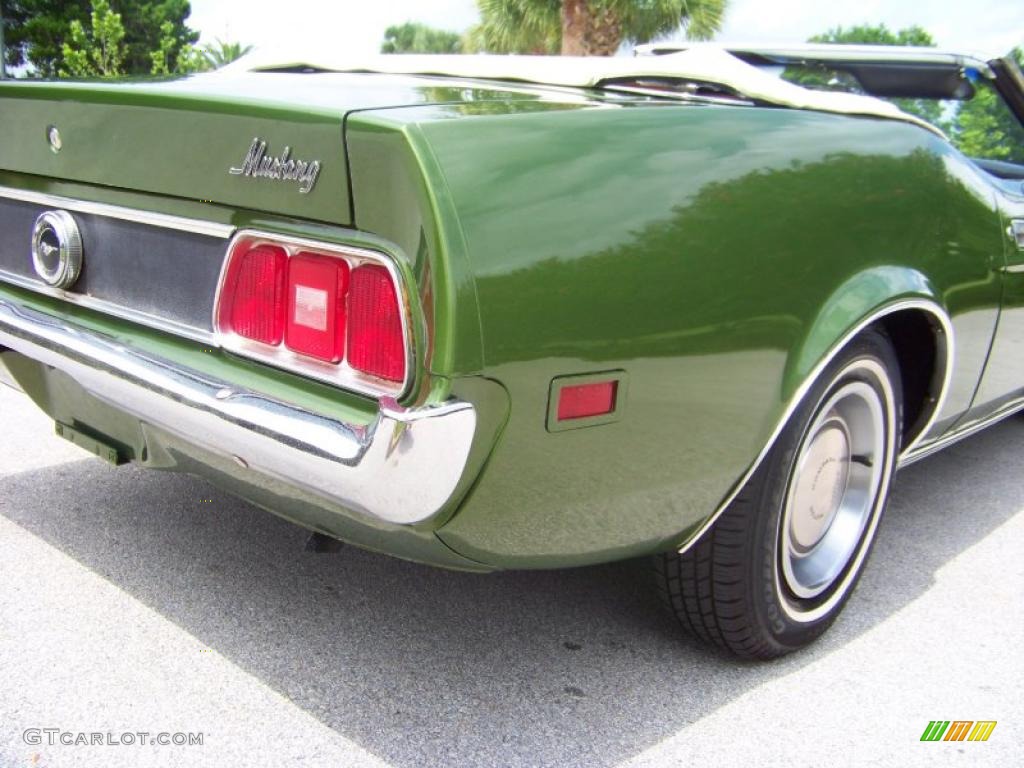 1973 Mustang Convertible - Medium Green Metallic / White photo #20