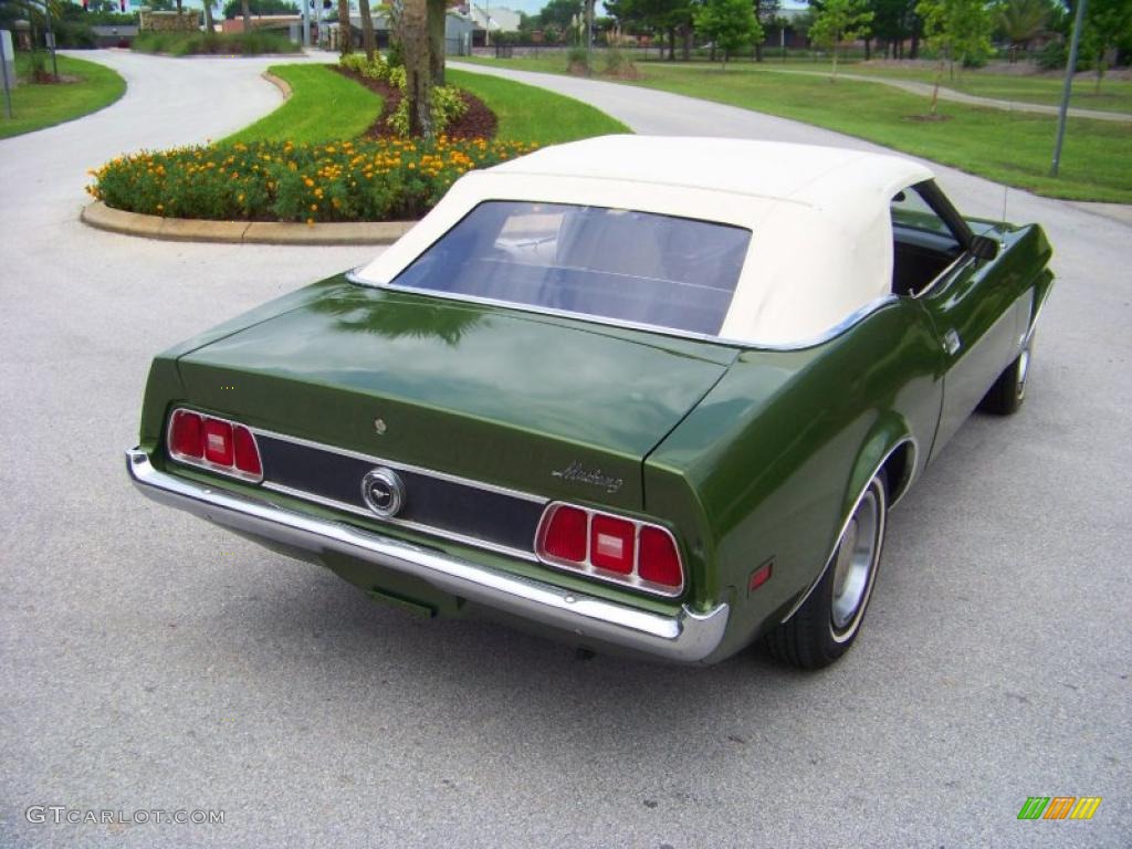 1973 Mustang Convertible - Medium Green Metallic / White photo #62