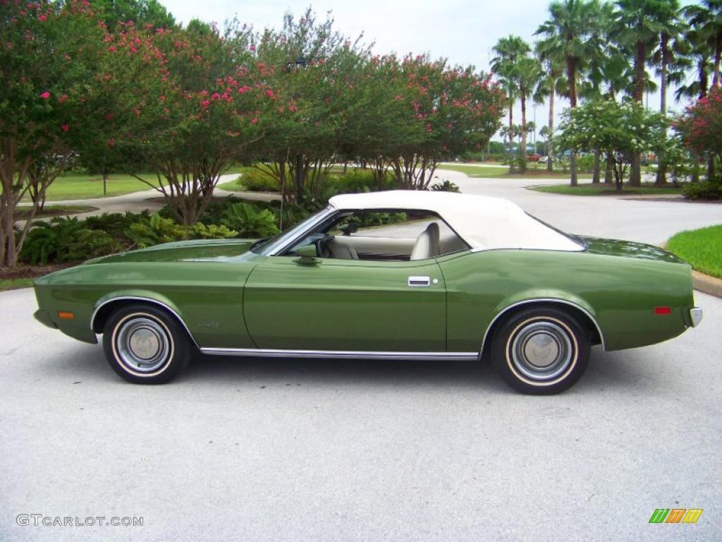 1973 Mustang Convertible - Medium Green Metallic / White photo #64