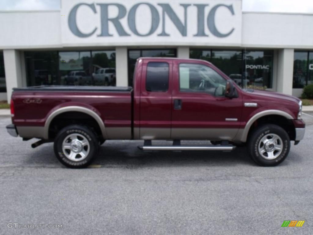 2006 F250 Super Duty Lariat SuperCab 4x4 - Dark Toreador Red Metallic / Tan photo #1