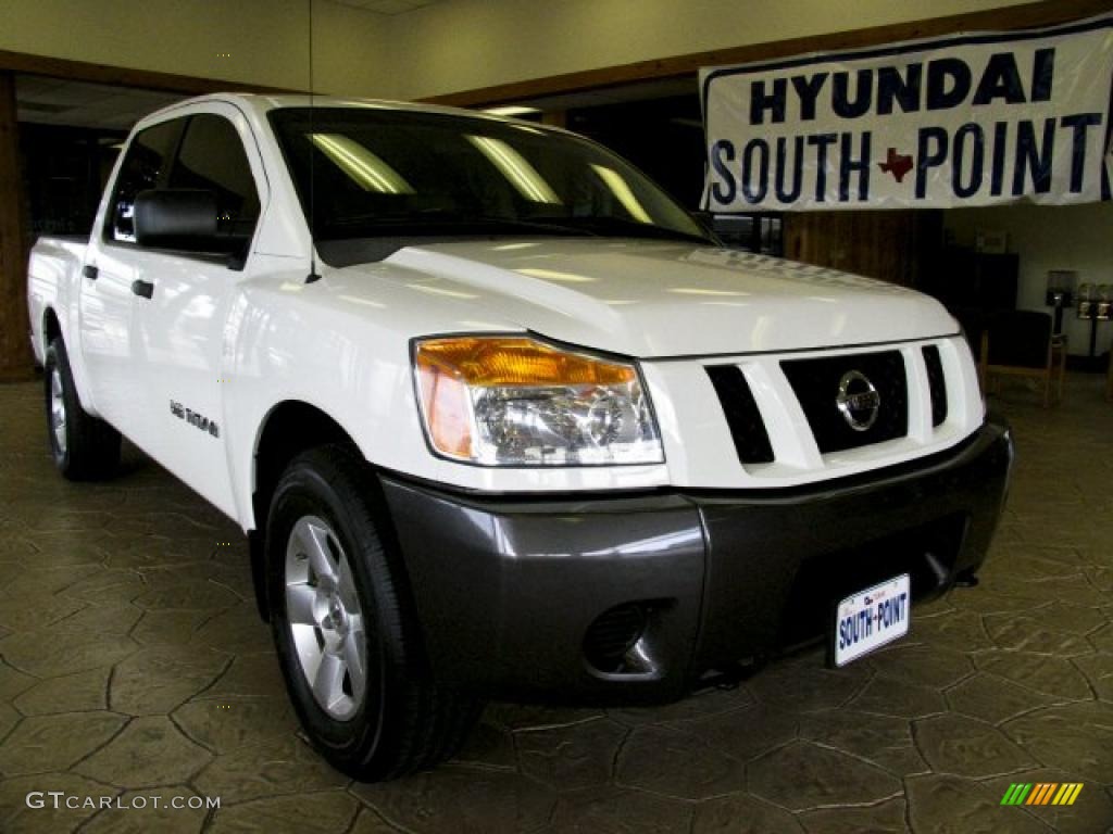 2008 Titan LE Crew Cab - Blizzard White / Almond photo #1