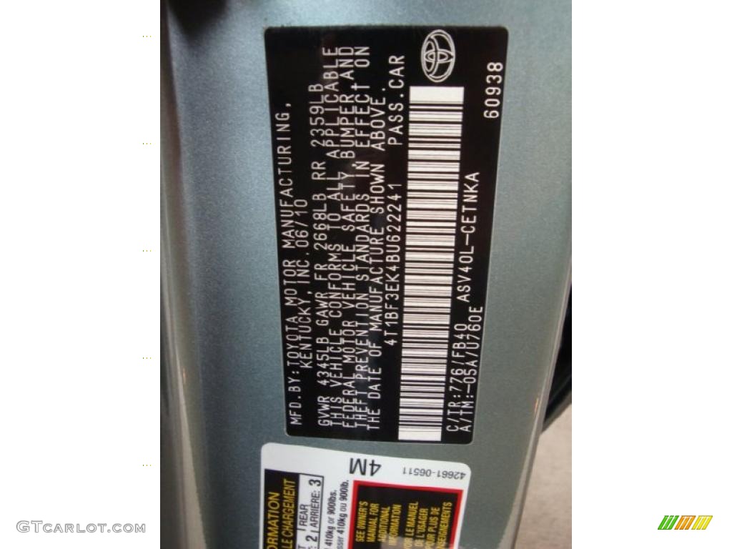 2011 Camry LE - Aloe Green Metallic / Ash photo #14