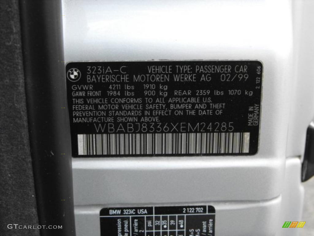 1999 3 Series 323i Convertible - Titanium Silver Metallic / Grey photo #15