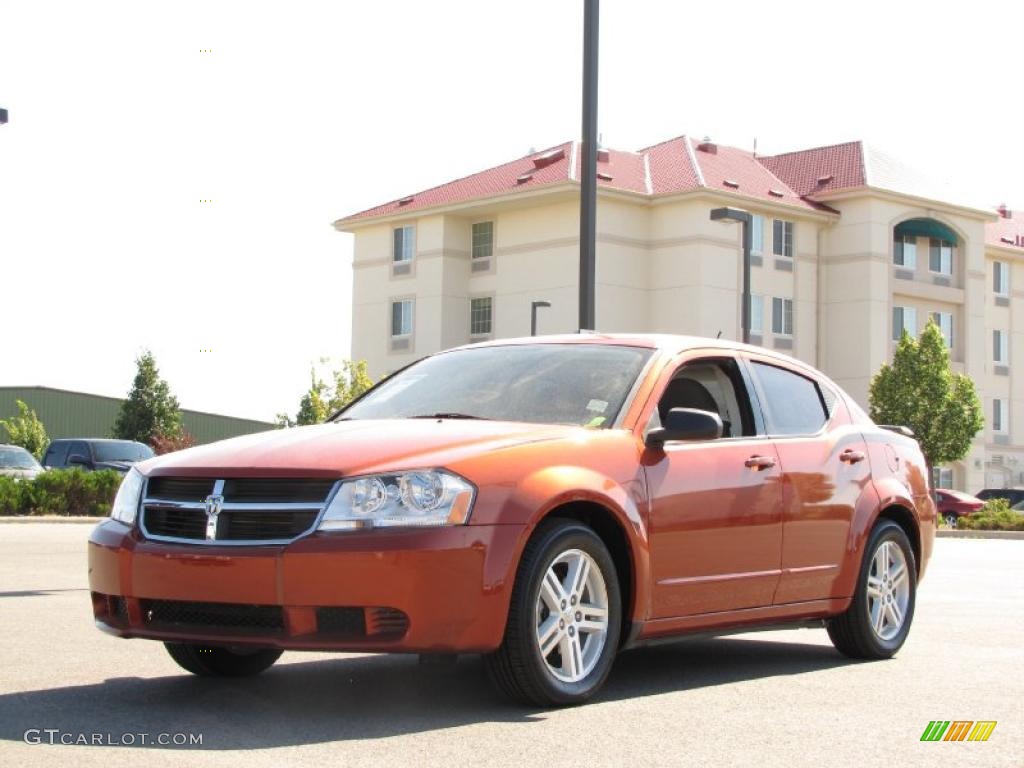 2008 Avenger SXT - Sunburst Orange Pearl / Dark Slate Gray/Light Slate Gray photo #2