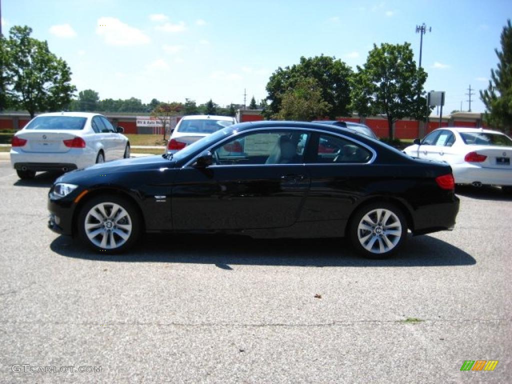 2011 3 Series 328i xDrive Coupe - Jet Black / Oyster/Black Dakota Leather photo #2