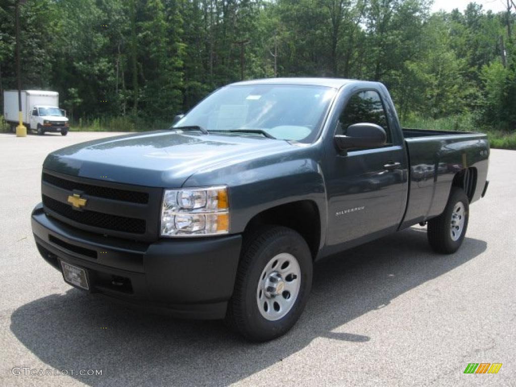 2011 Silverado 1500 Regular Cab 4x4 - Blue Granite Metallic / Dark Titanium photo #1