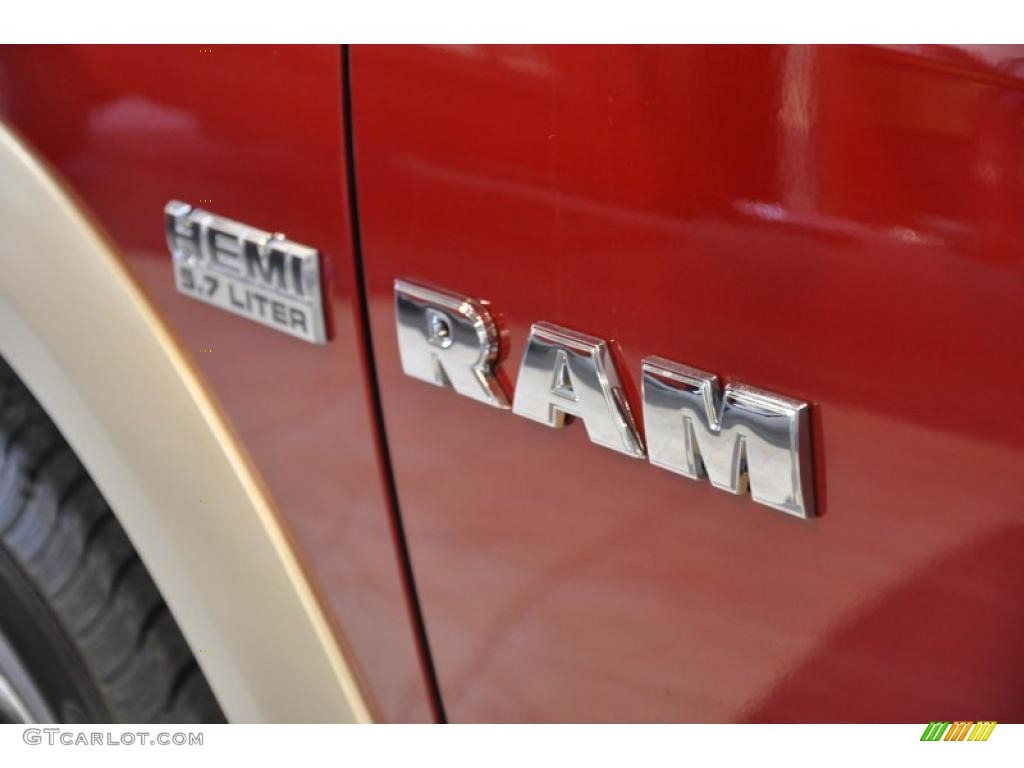 2010 Ram 1500 Laramie Crew Cab - Inferno Red Crystal Pearl / Light Pebble Beige/Bark Brown photo #6