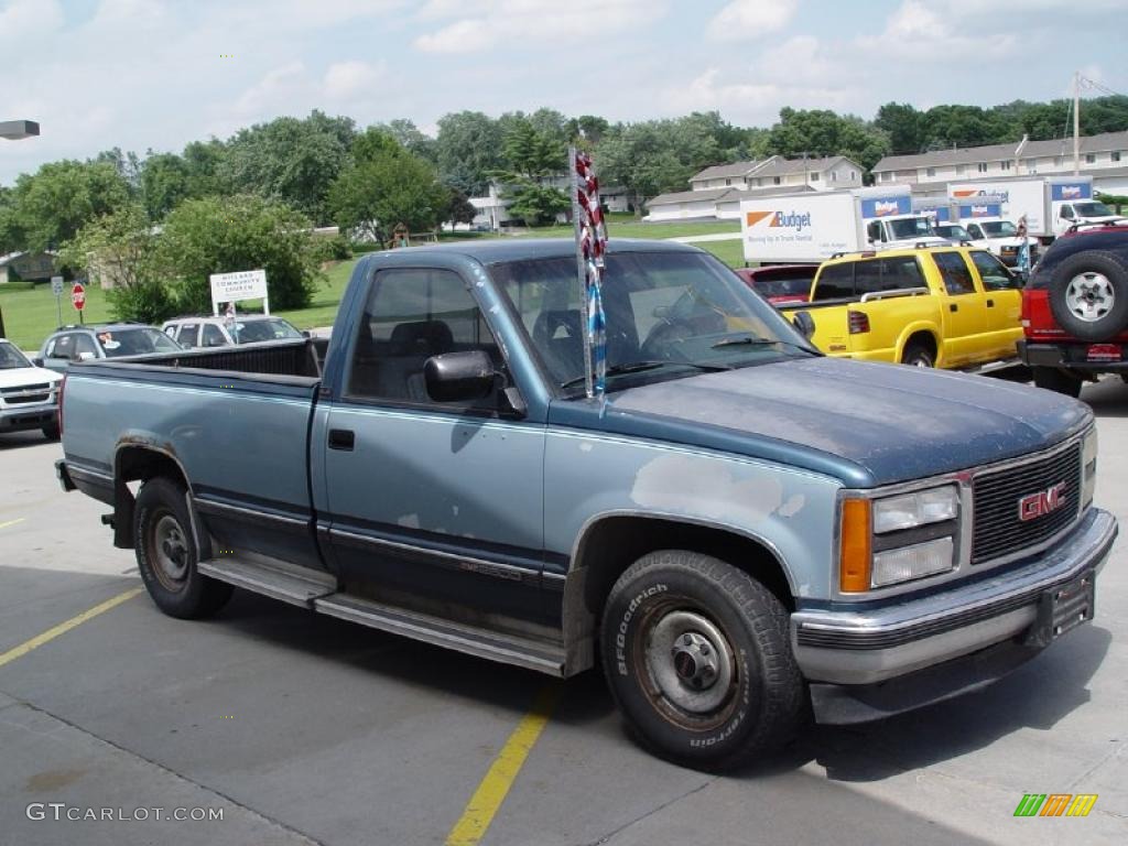 1992 Sierra 2500 SLX Regular Cab - Smoke Blue Metallic / Dark Blue photo #3