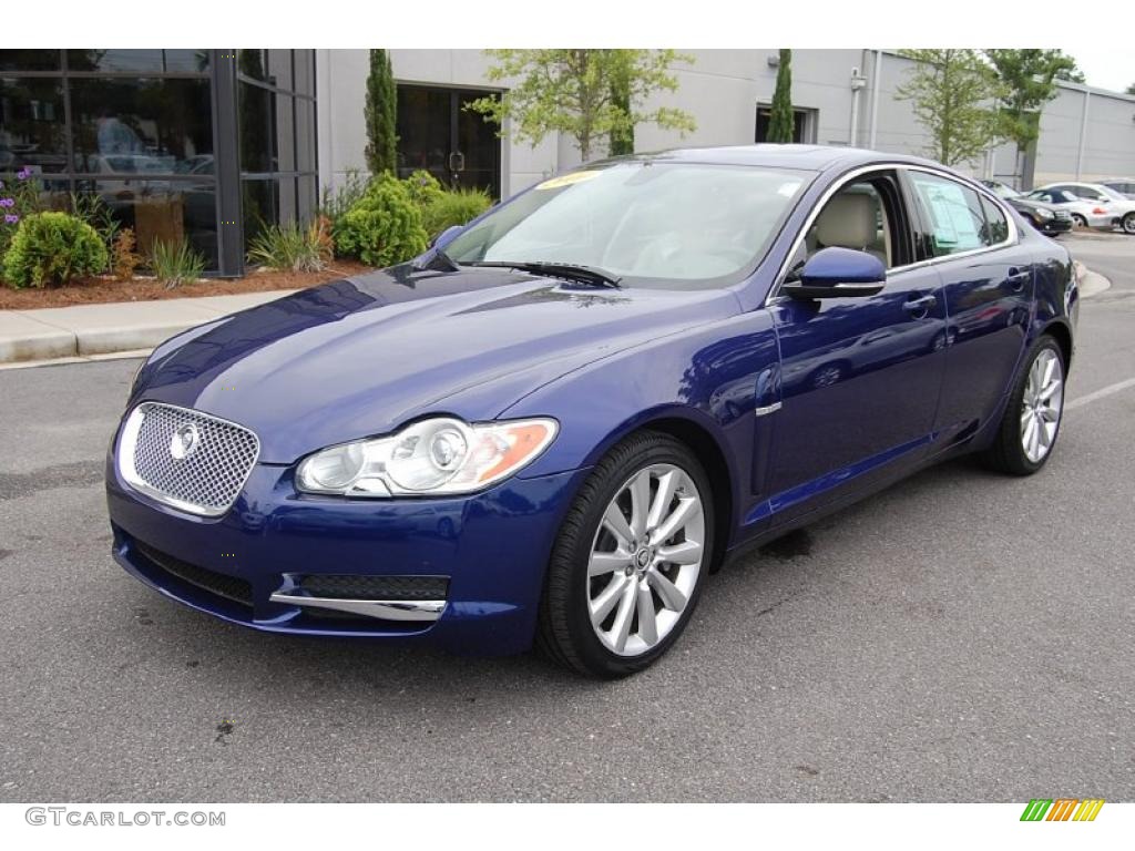 2010 XF Premium Sport Sedan - Spectrum Blue Metallic / Ivory photo #14