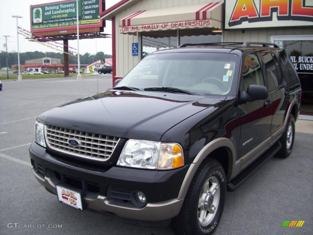2002 Explorer Eddie Bauer 4x4 - Black Clearcoat / Medium Parchment photo #2