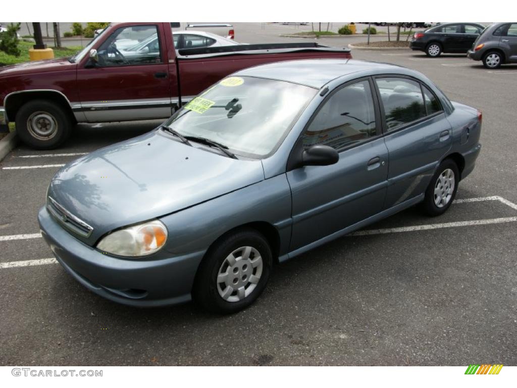 2001 Rio Sedan - Steel Blue Metallic / Gray photo #1