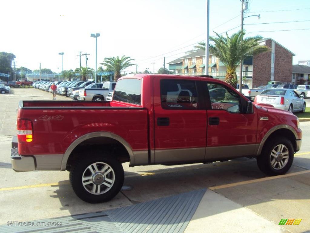 2005 F150 Lariat SuperCrew 4x4 - Bright Red / Black photo #3