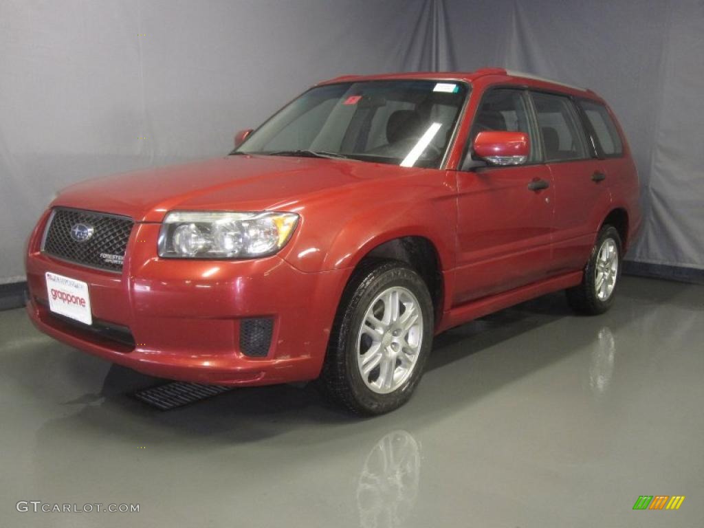 2008 Forester 2.5 X Sports - Garnet Red Pearl / Anthracite Black photo #1
